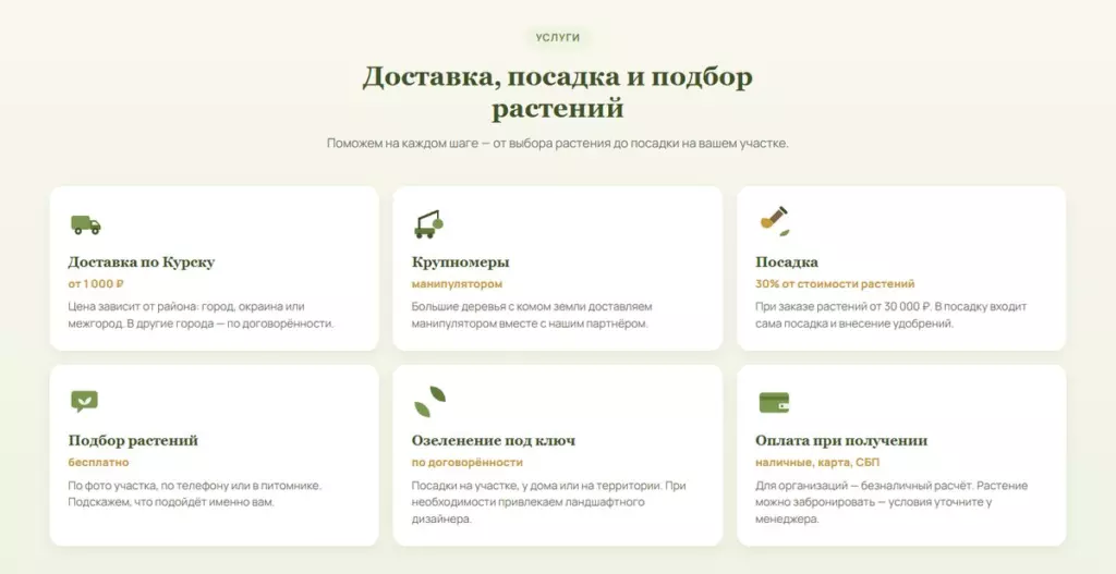 Доставка, крупномеры, посадка и подбор растений